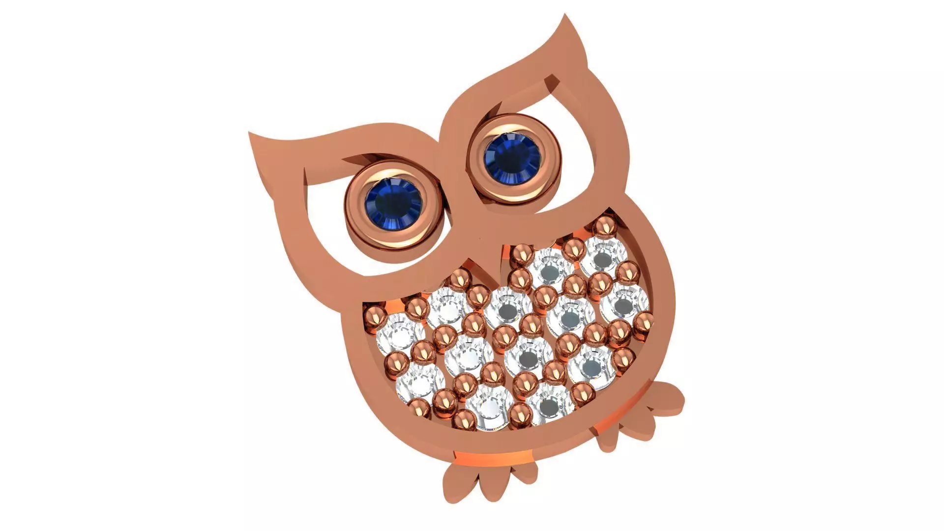 Blue Eyed Owl Pendant 3D print model_0