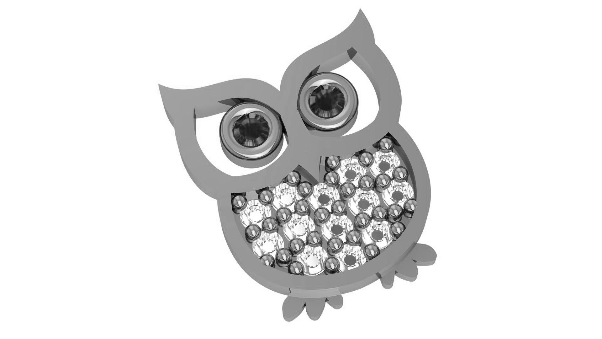 Blue Eyed Owl Pendant 3D print model_2