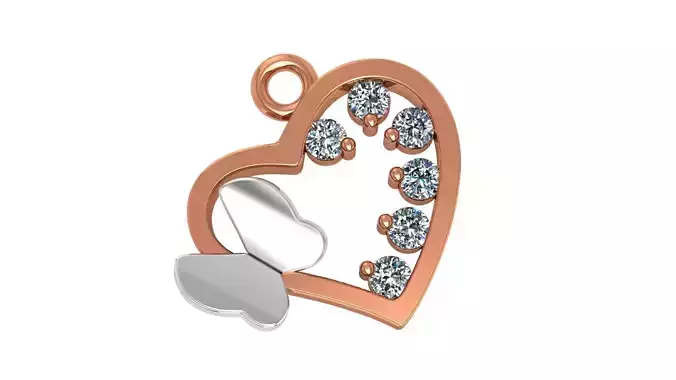 Heart Butterfly Pendant 3D print model