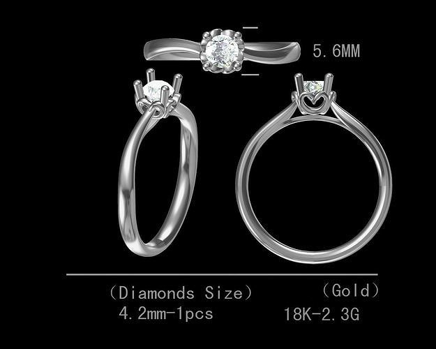 Simple single diamond engagement ring for women 3D model Free 3D print model