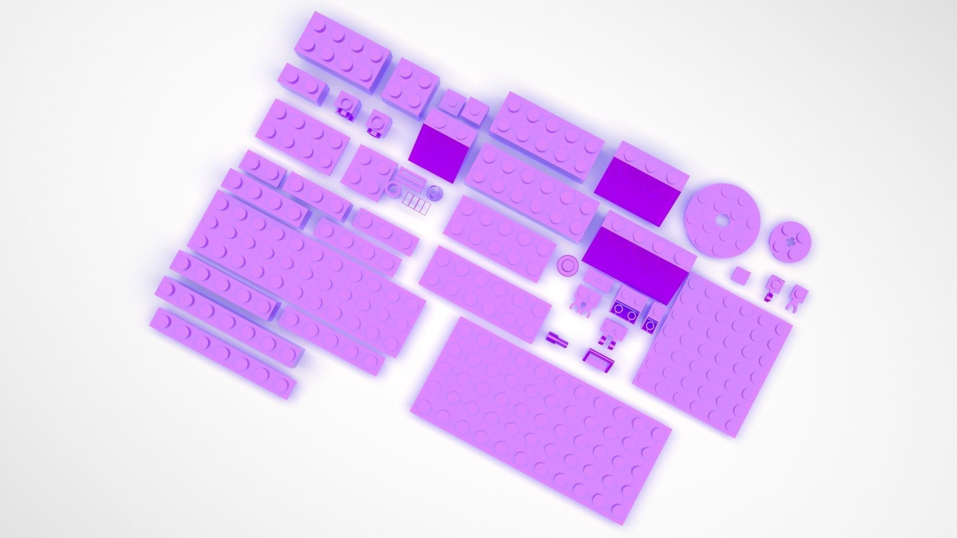 Purple Glass Lego Bricks Set 3D model_1