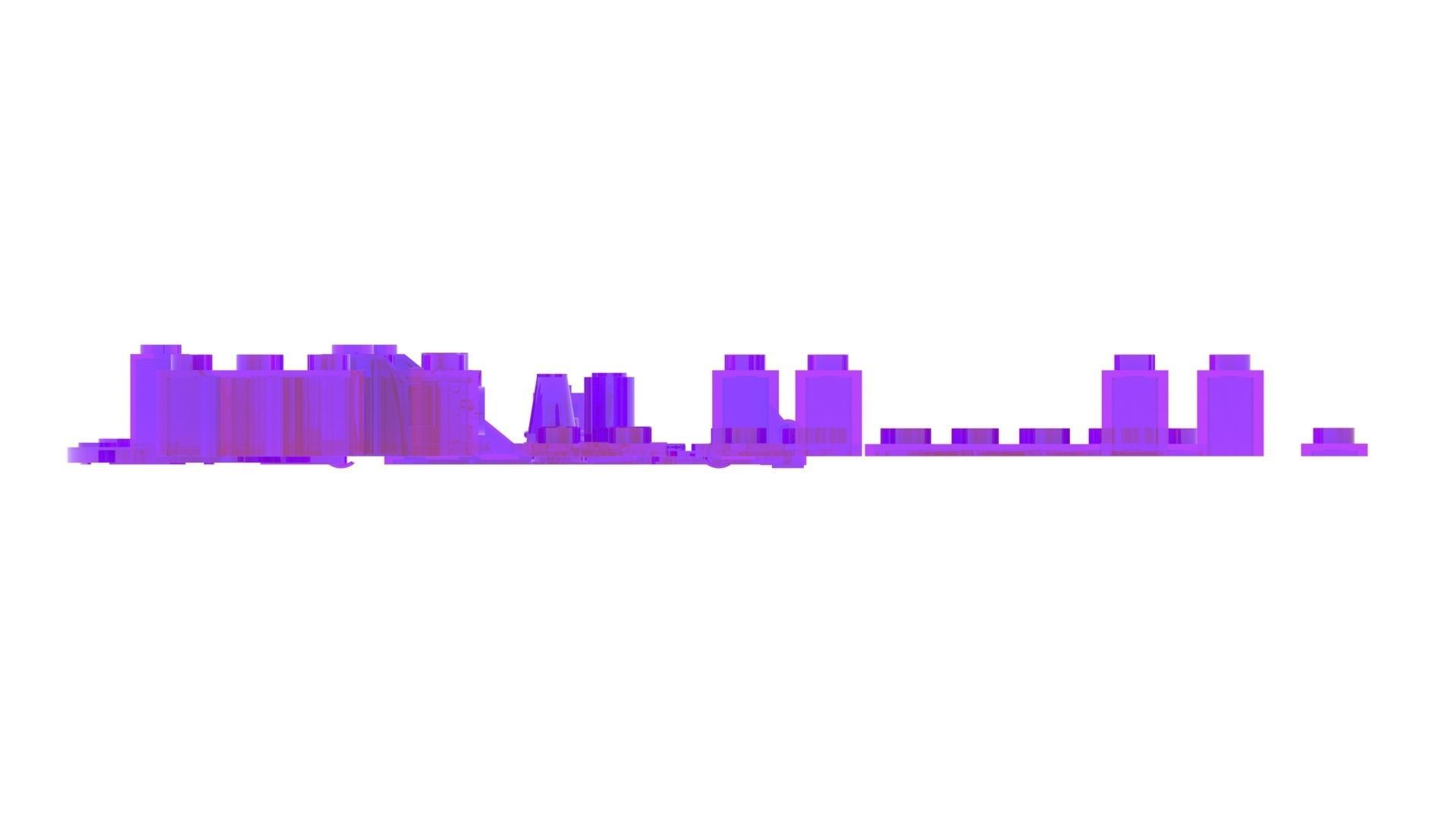 Purple Glass Lego Bricks Set 3D model_16