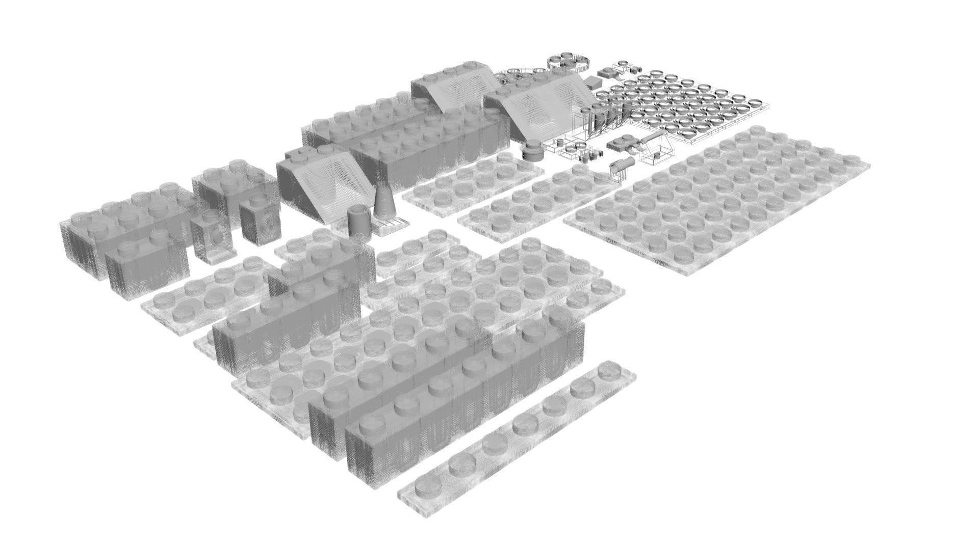 Purple Glass Lego Bricks Set 3D model_20