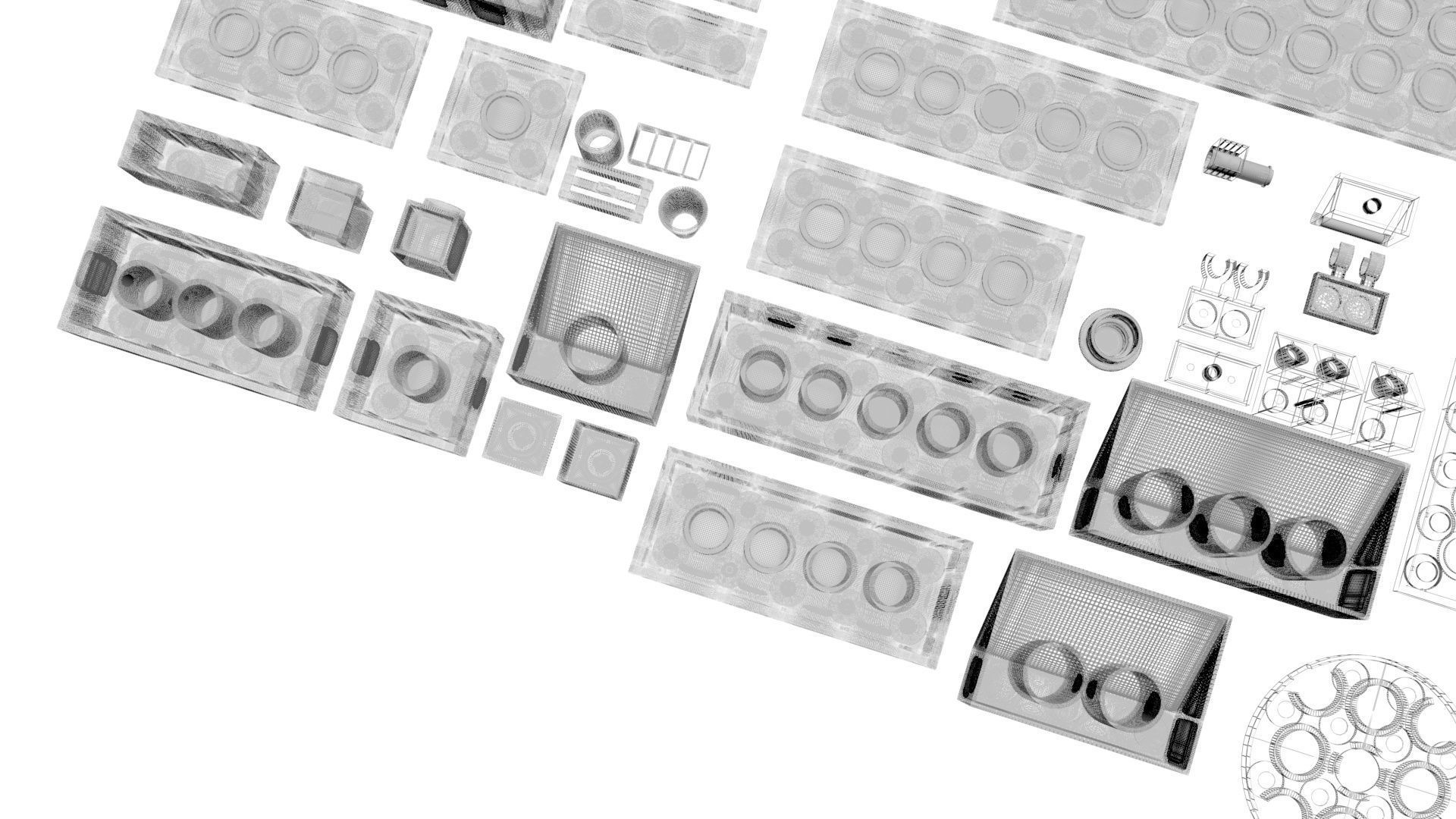 Purple Glass Lego Bricks Set 3D model_27