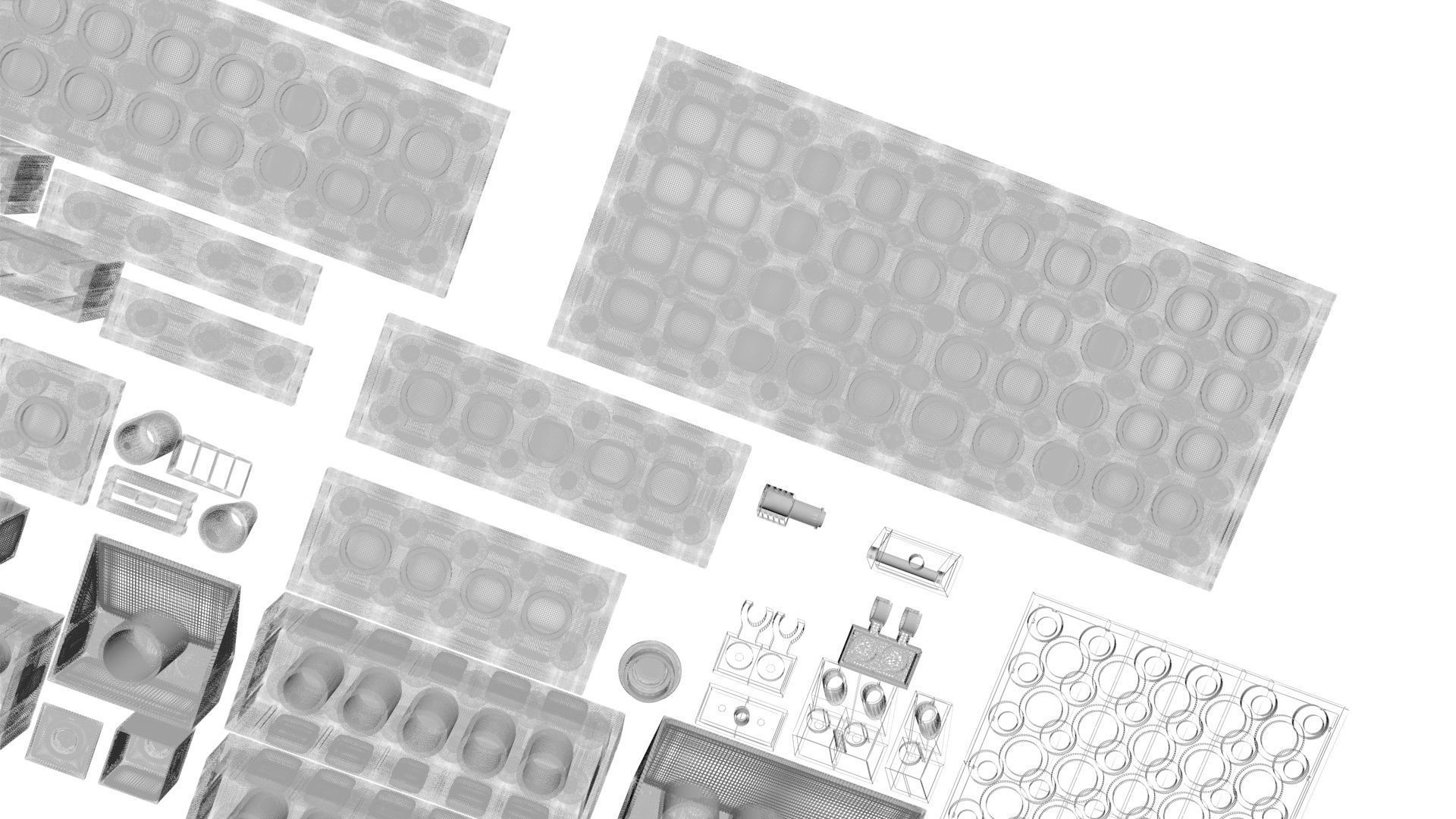 Purple Glass Lego Bricks Set 3D model_26