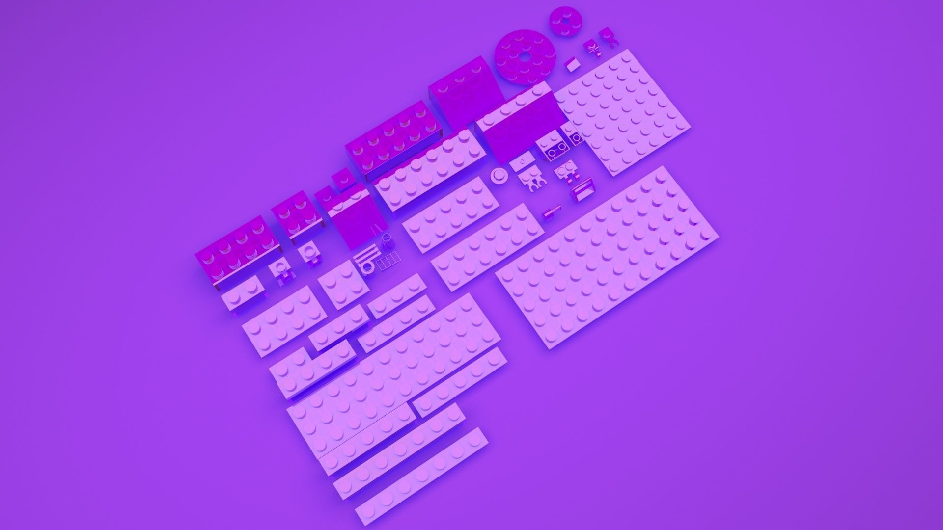 Purple Glass Lego Bricks Set 3D model_7