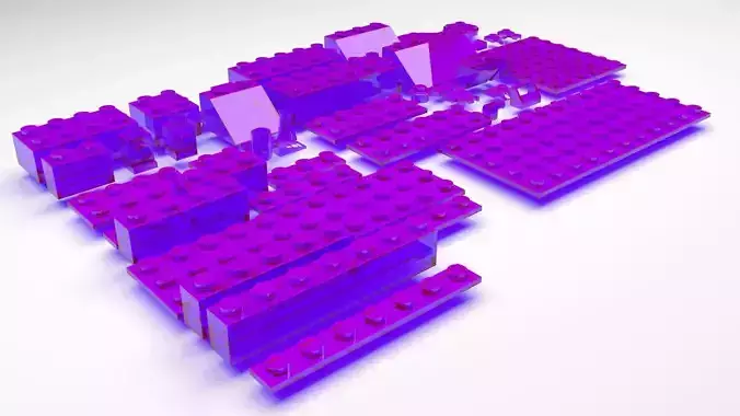 Purple Glass Lego Bricks Set 3D model
