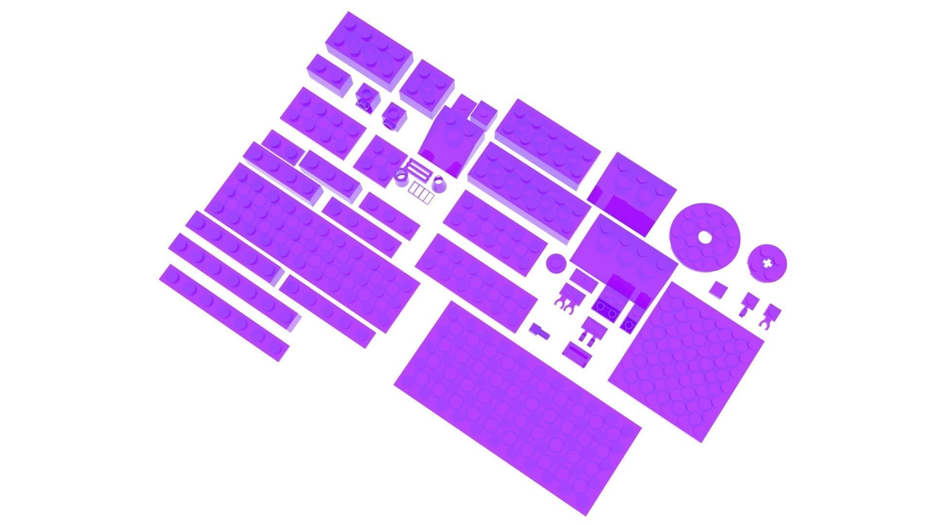 Purple Glass Lego Bricks Set 3D model_10