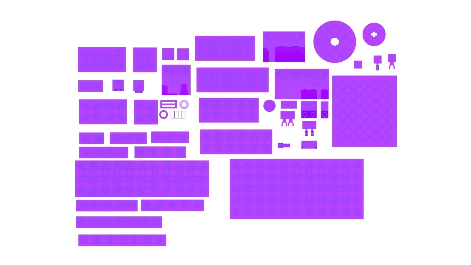 Purple Glass Lego Bricks Set 3D model_14
