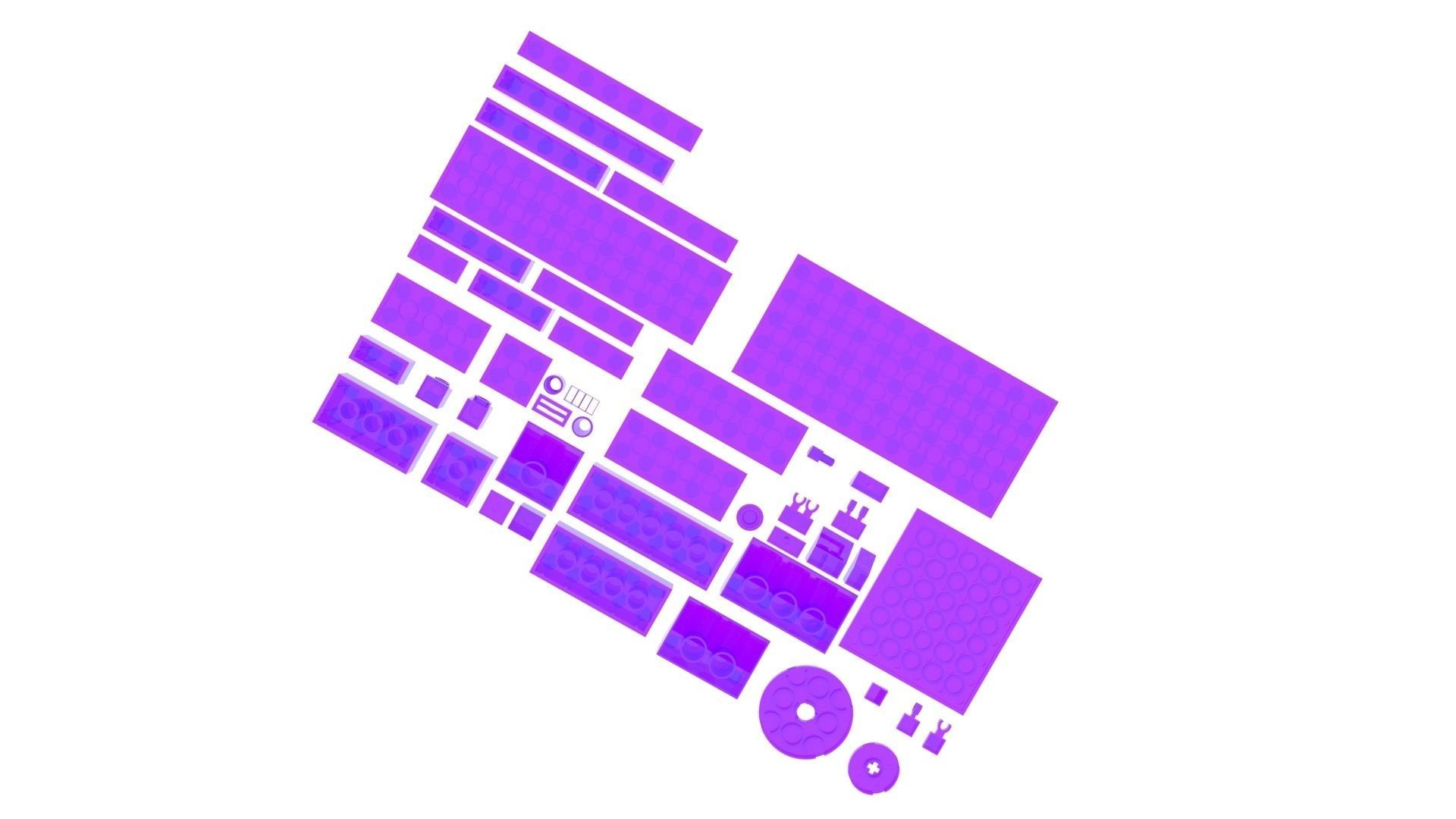 Purple Glass Lego Bricks Set 3D model_13