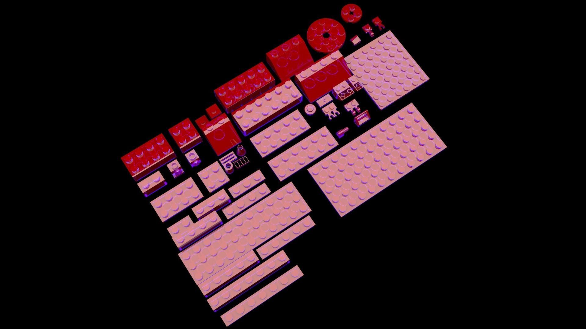 Purple Glass Lego Bricks Set 3D model_8