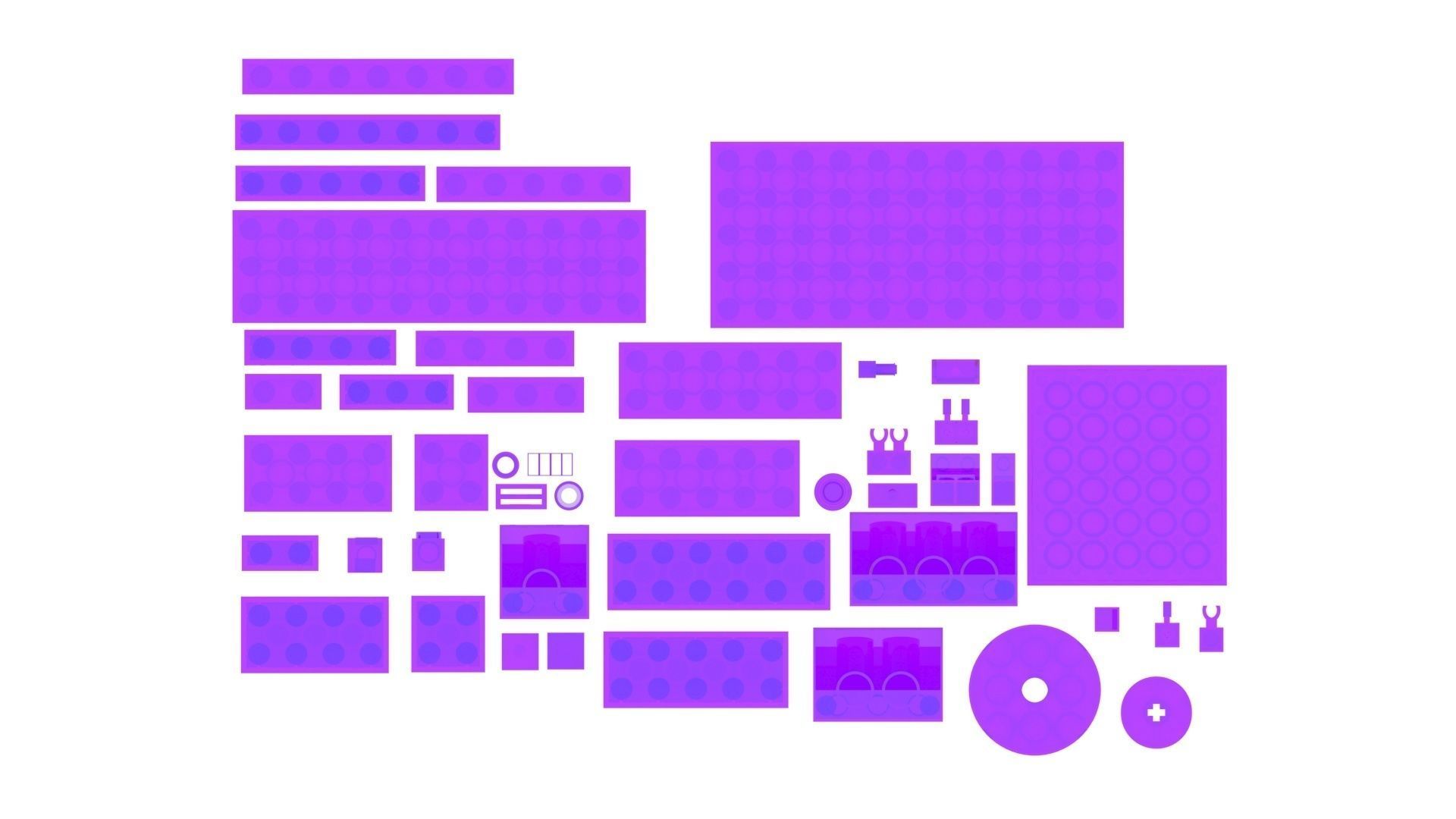 Purple Glass Lego Bricks Set 3D model_17