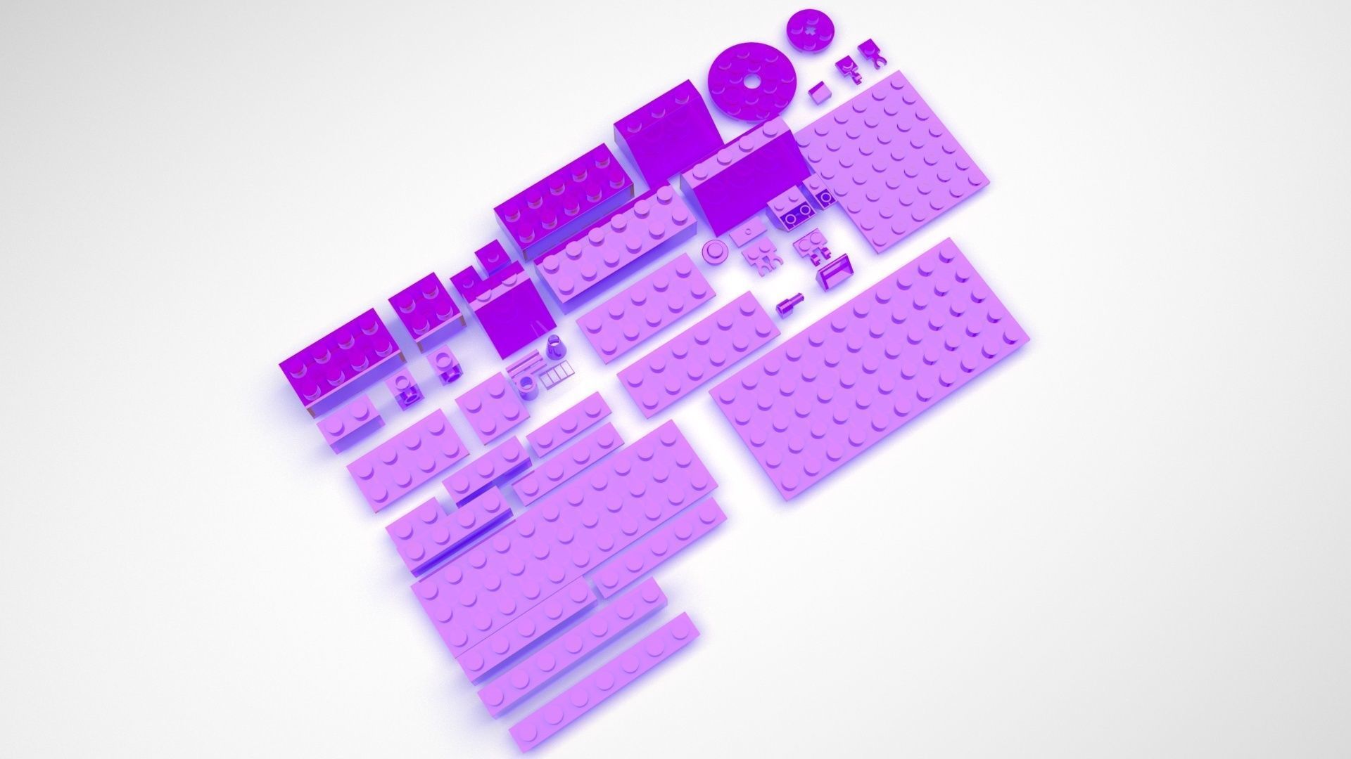 Purple Glass Lego Bricks Set 3D model_6