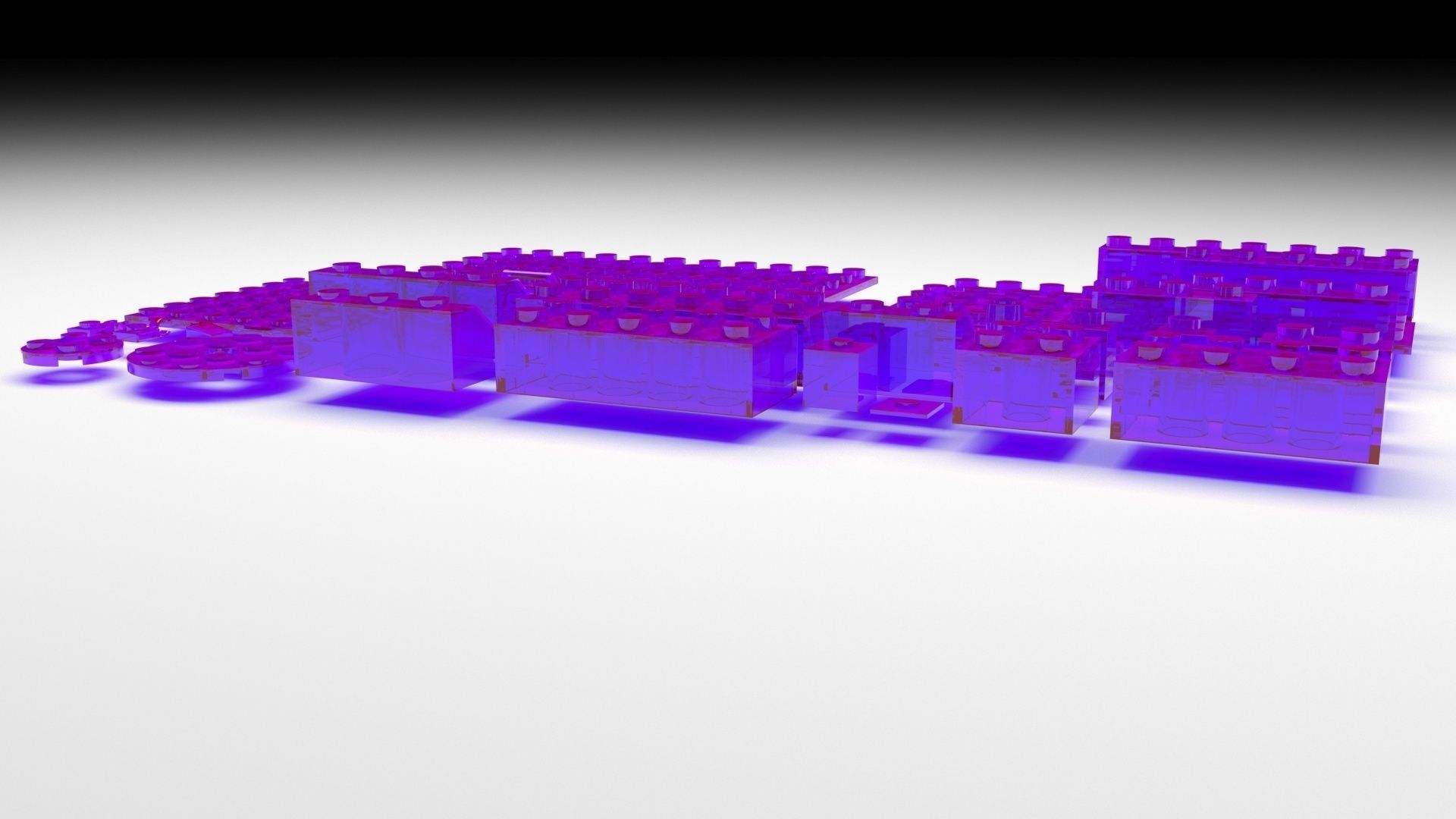 Purple Glass Lego Bricks Set 3D model_3