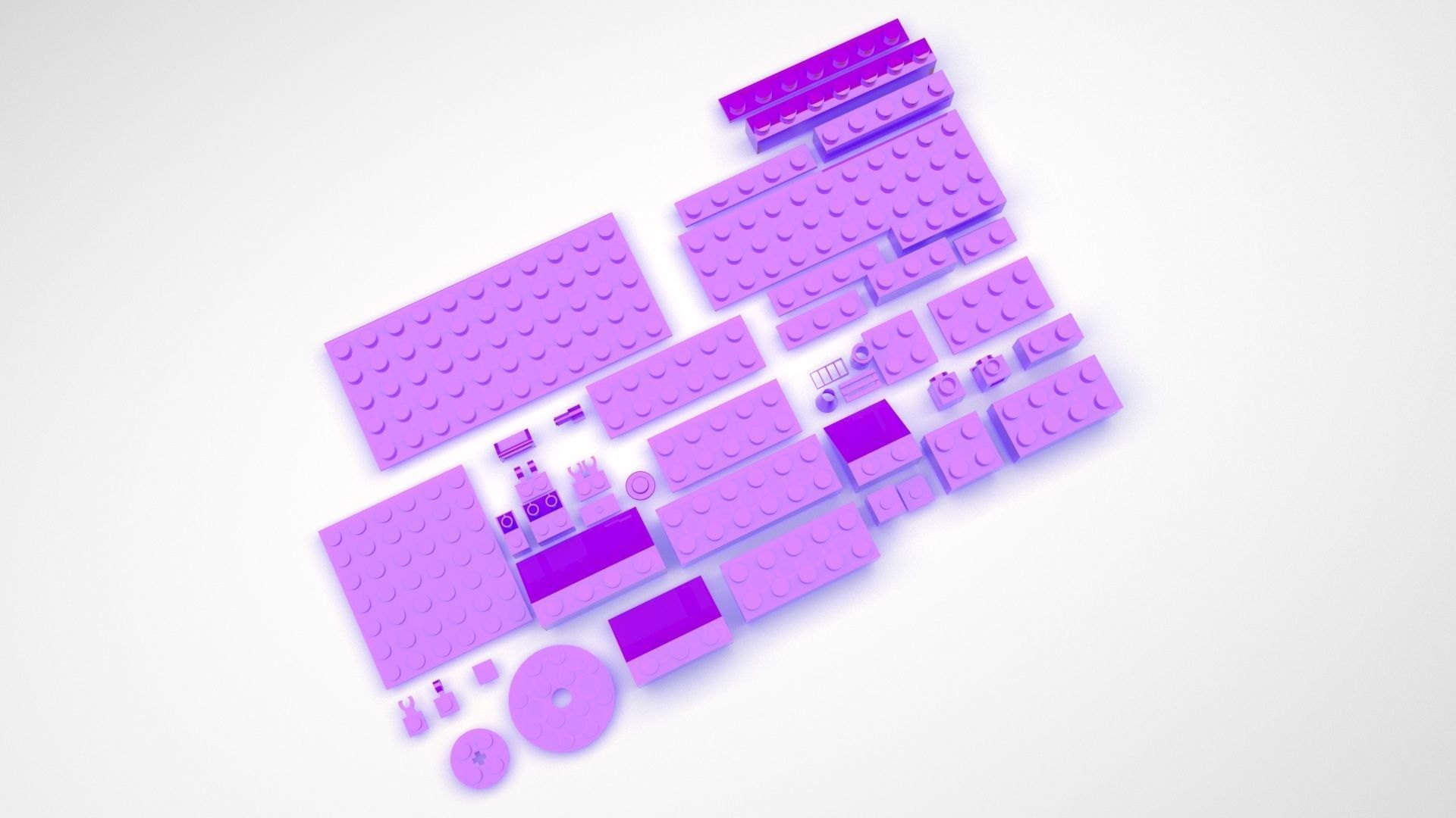 Purple Glass Lego Bricks Set 3D model_2