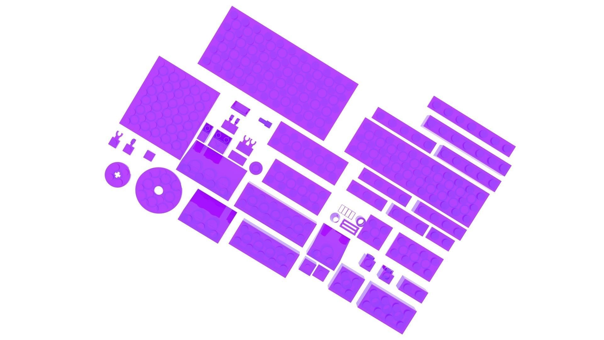 Purple Glass Lego Bricks Set 3D model_12