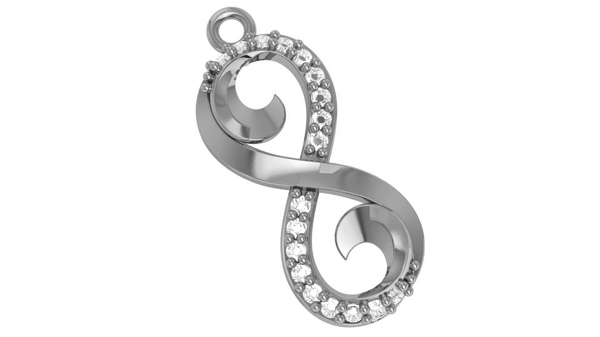 Infinity Loop Necklace Charm Pendant 3D print model_2