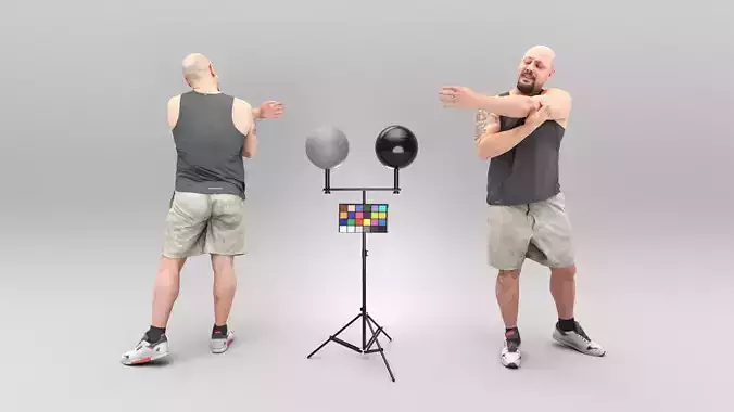 Bald man working out 433 Low-poly 3D model