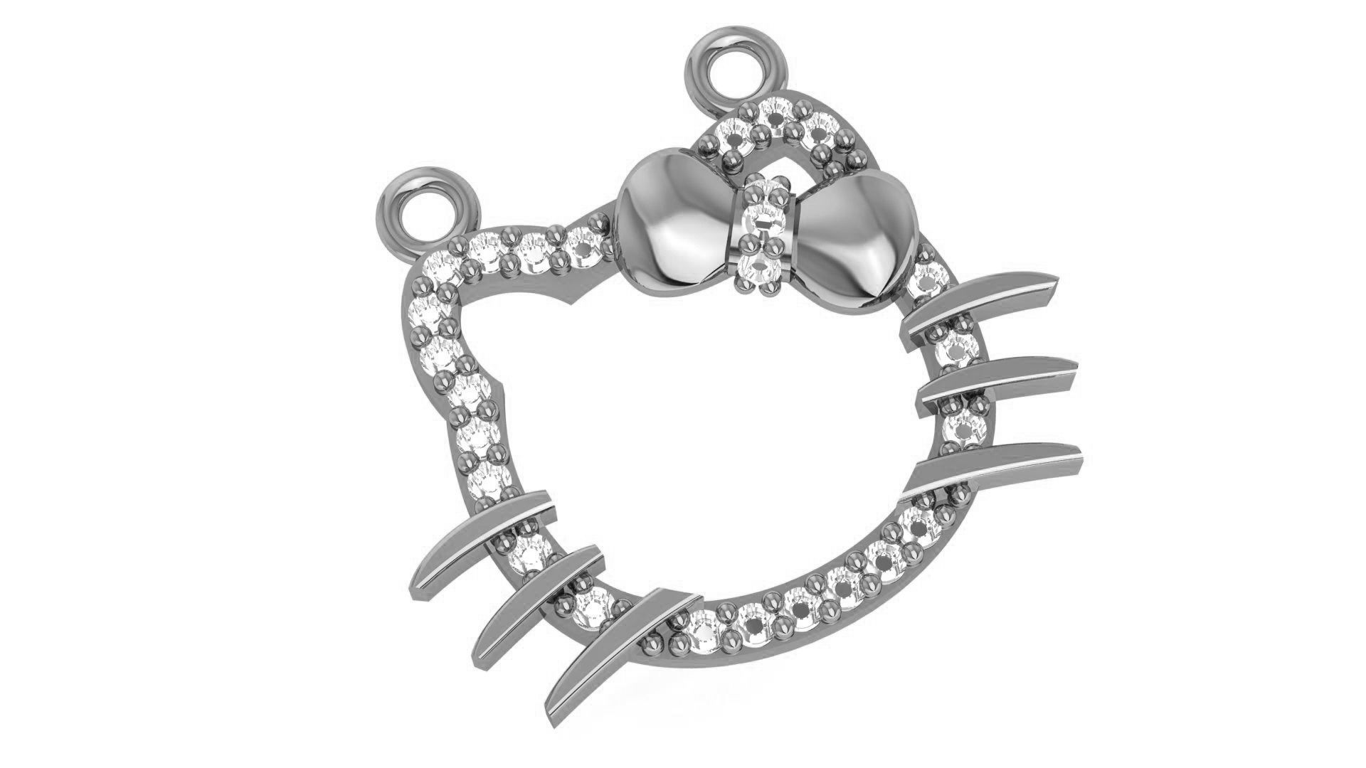 Cat with Bow Tie necklace 3D print model_2