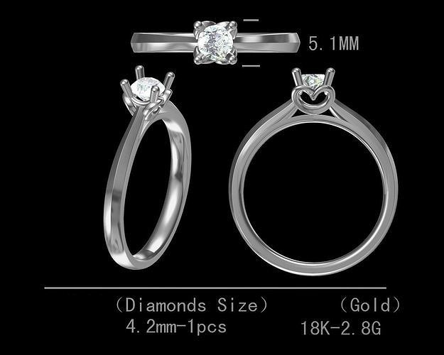 Simple single diamond engagement ring for women 3D model Free 3D print model