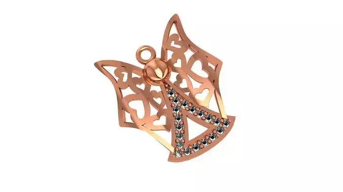 Guardian Angel with Heart Wings Charm Pendant 3D print model
