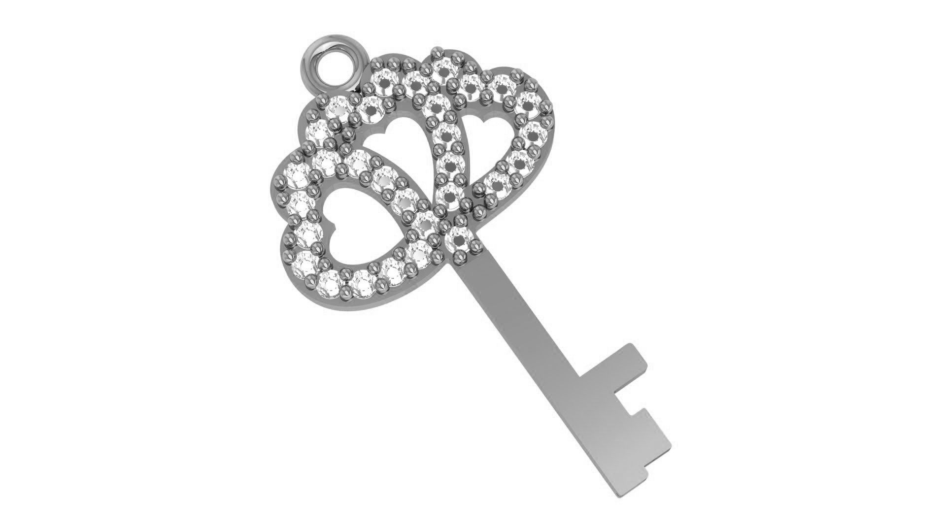 Diamond Keys Necklace Charm Pendant 3D print model_2
