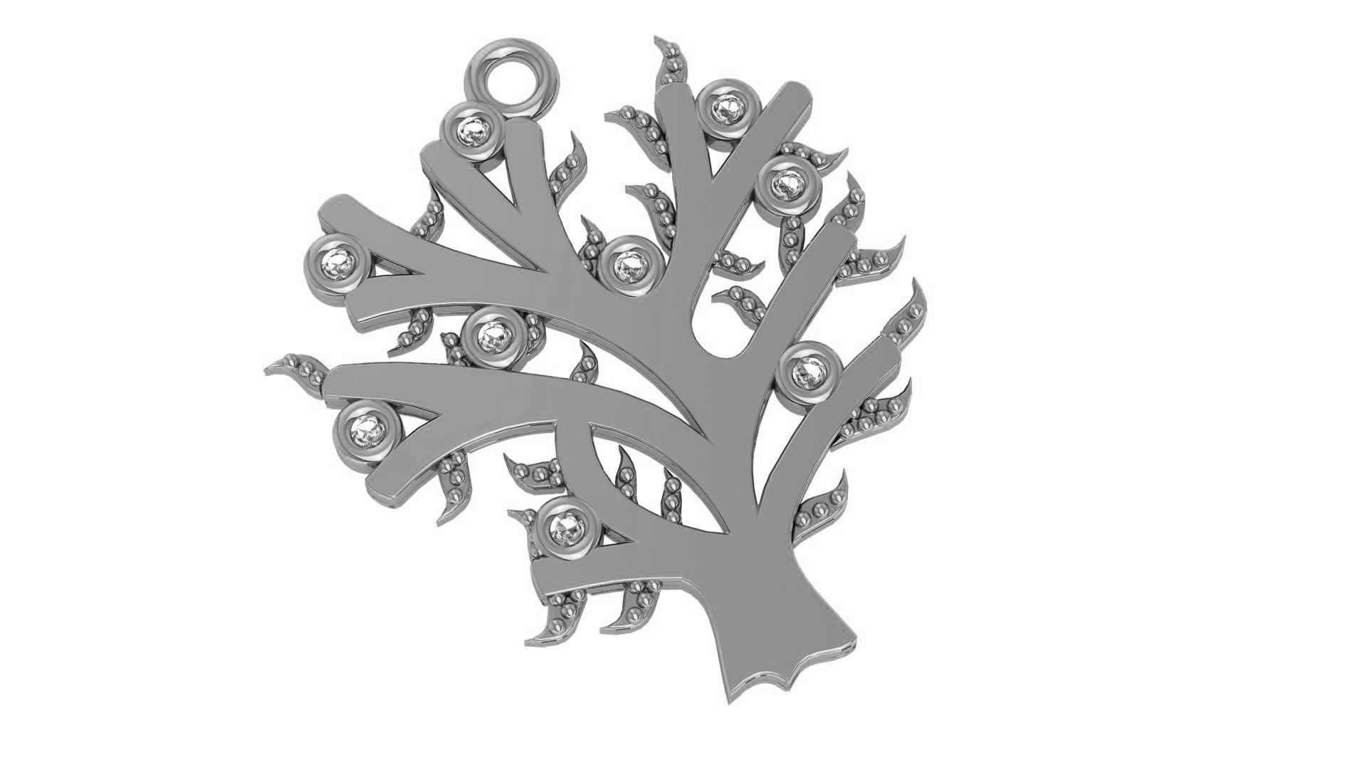 Diamond Fruit Tree Necklace Charm Pendant 3D print model_2