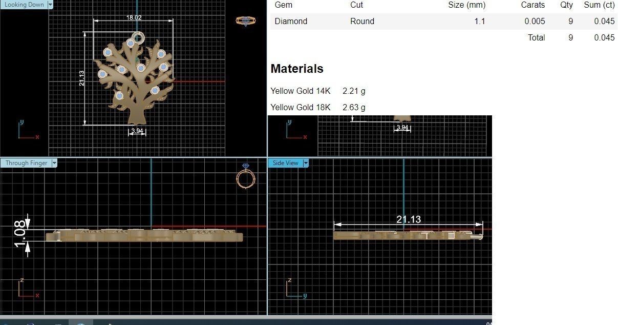 Diamond Fruit Tree Necklace Charm Pendant 3D print model_3