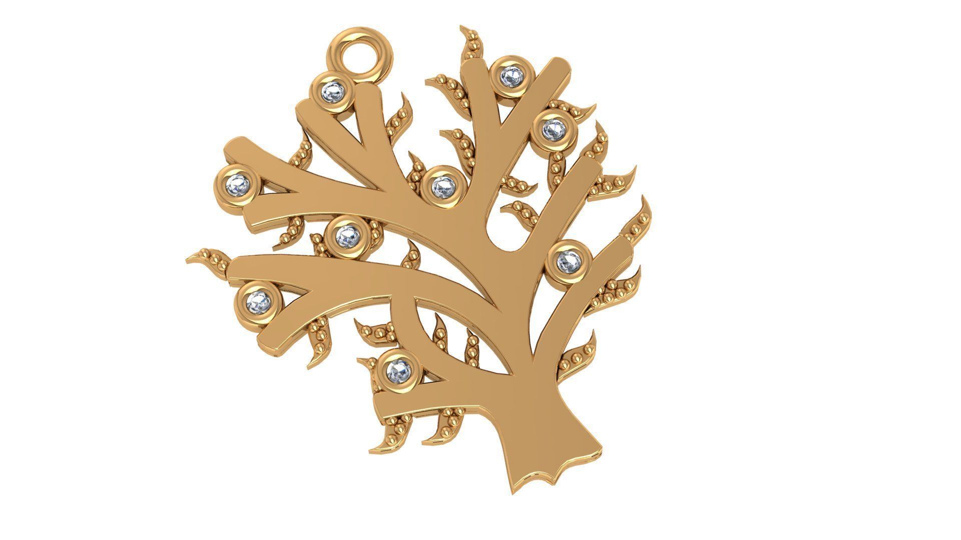 Diamond Fruit Tree Necklace Charm Pendant 3D print model_1