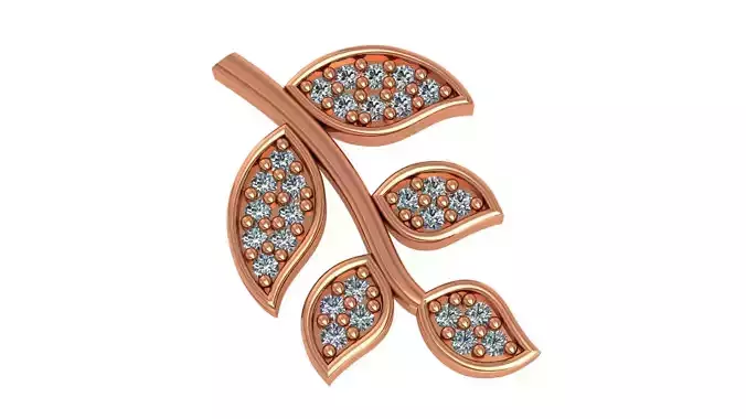 Diamond Leaves Charm Pendant