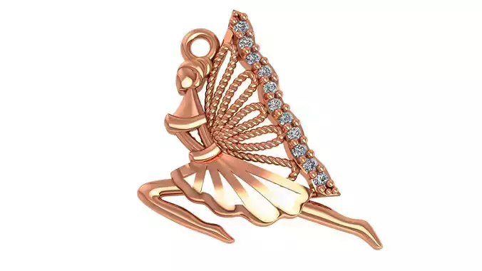 Dancing Angel with wings Pendant 3D print model