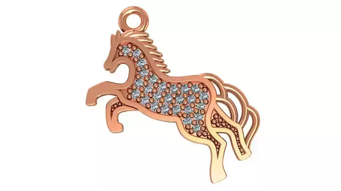 Jumping Stallion Horse Necklace Charm Pendant  3D print model