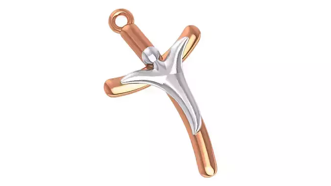 Gold Cross Pendant Necklace 3D print model