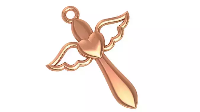 Heart Wings Cross Pendant 3D print model