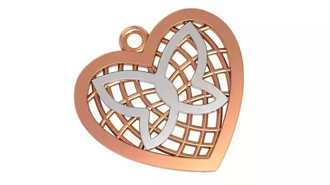 Heart Butterfly Wire Mesh Pendant 3D print model