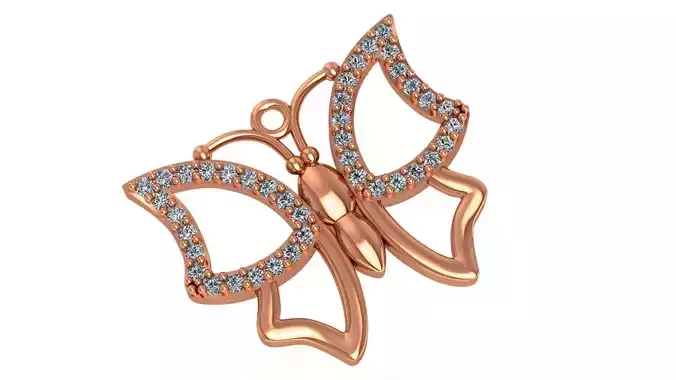 Butterfly Charm Pendant Necklace 3D print model