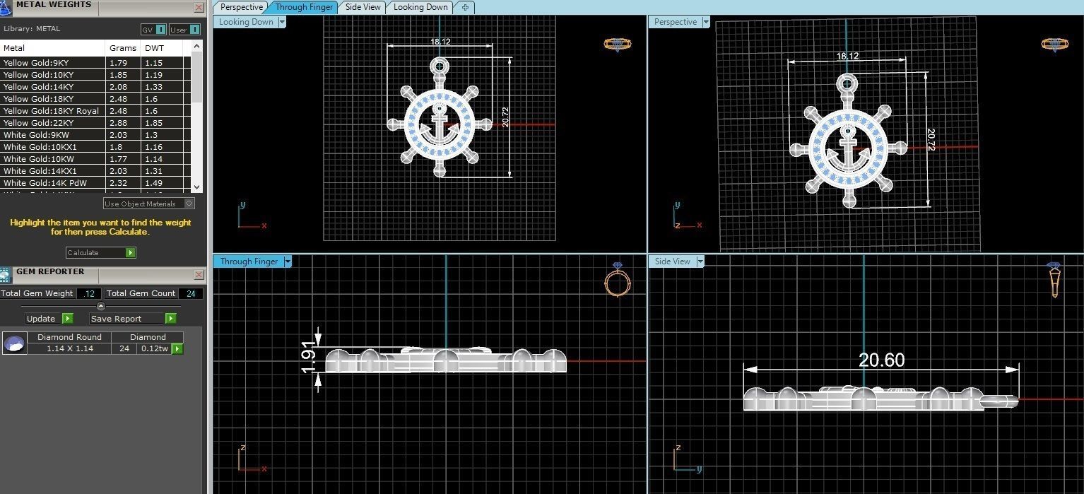 Ship Wheel Anchor Nautical Pendant Necklace 3D print model_3
