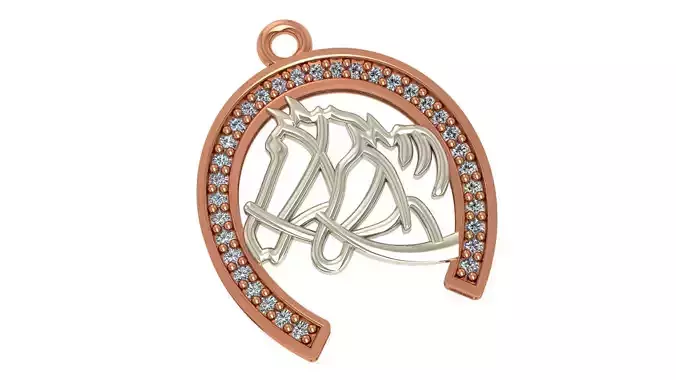  Stallion Horse Horseshoe Pendant  3D print model