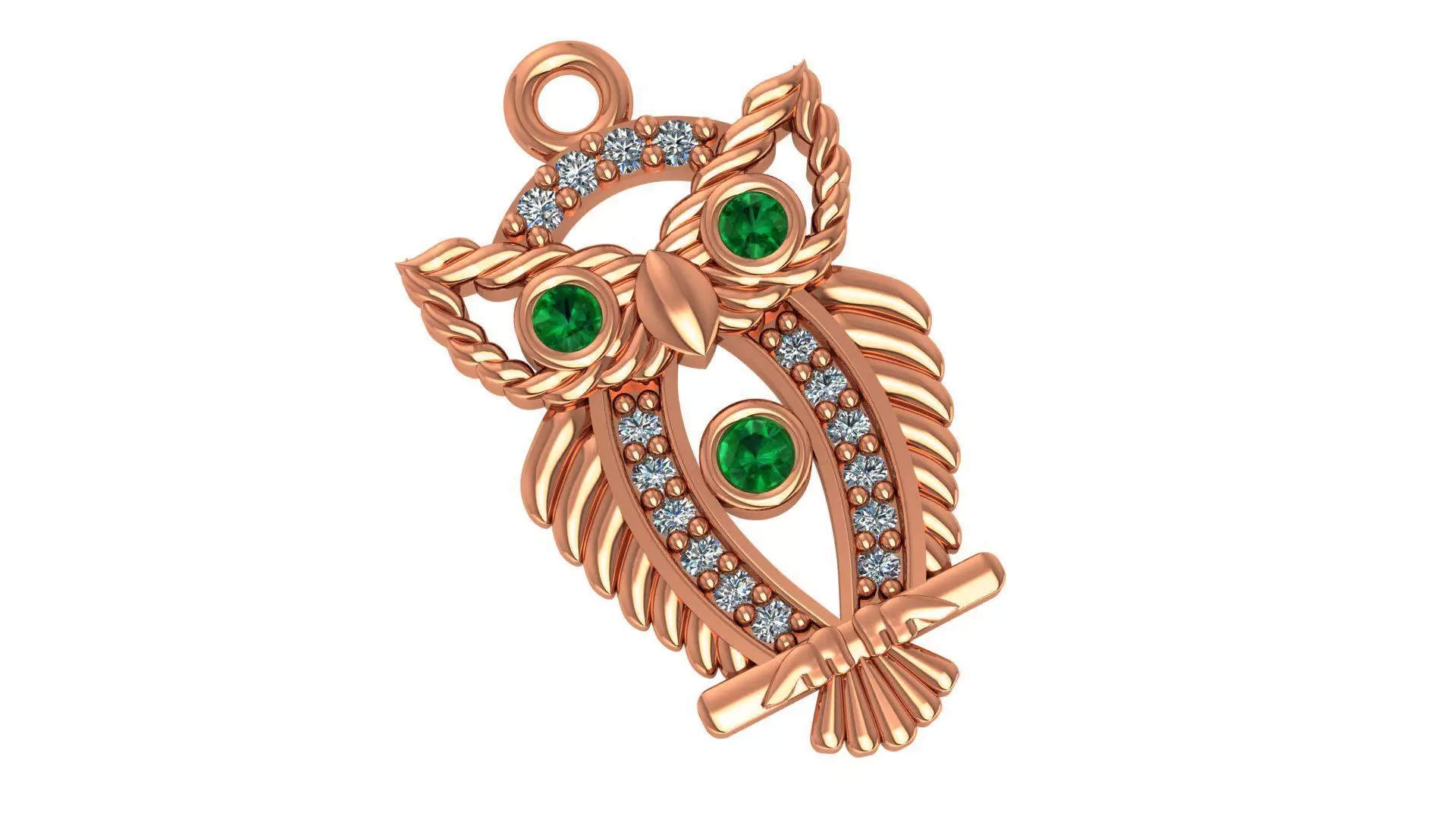 Green Eyed Owl Pendant Necklace 3D print model_0