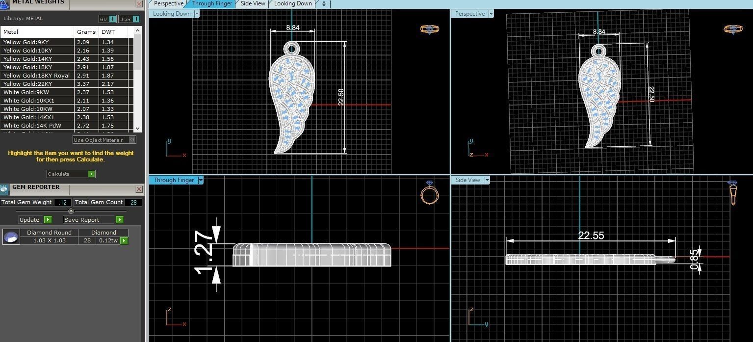 Diamond Flying Wings Necklace 3D print model_3