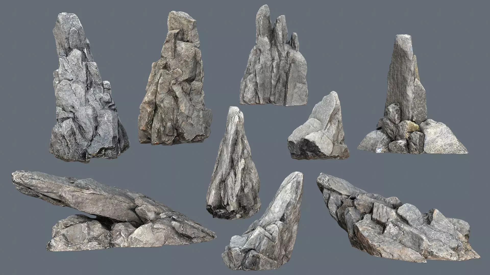cliff rocks Low-poly 3D model_0