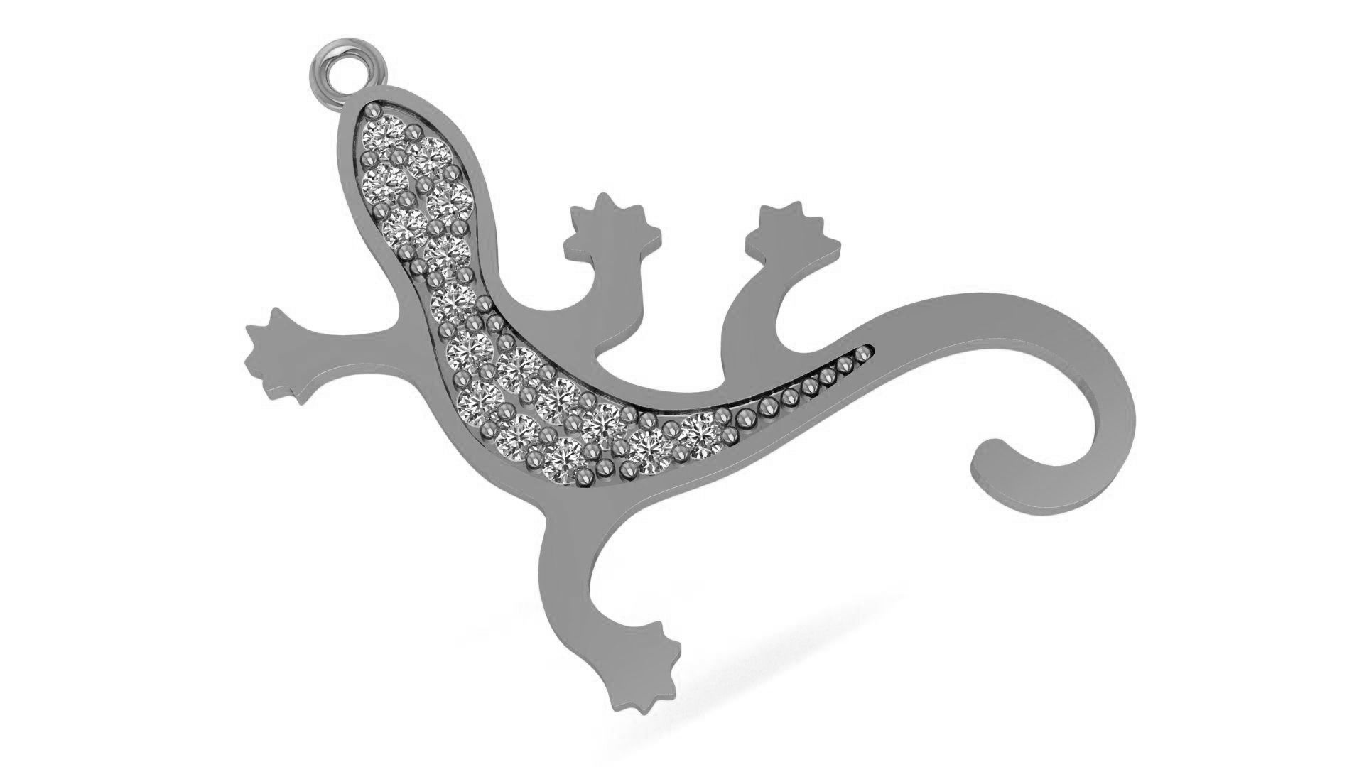  Lizard Charm Necklace 3D print model_2