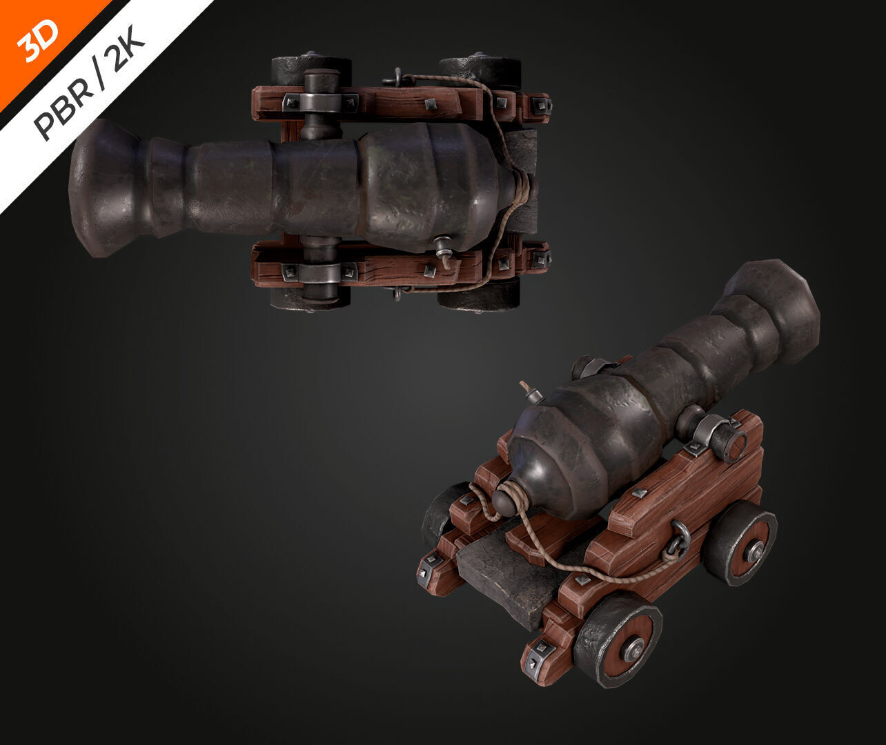 Cannon  Low-poly 3D model_7