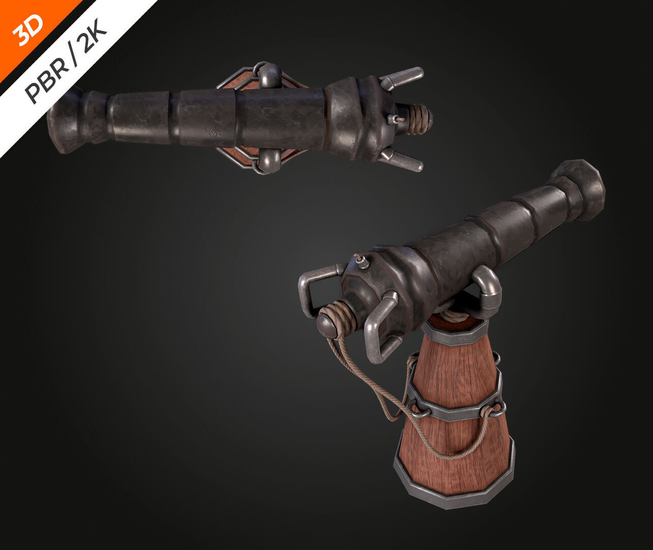 Cannon  Low-poly 3D model_9