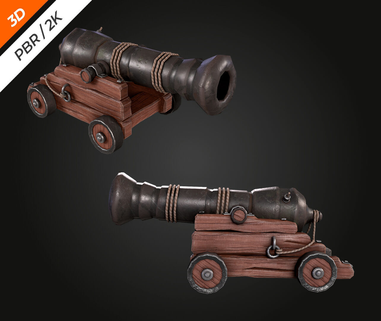 Cannon  Low-poly 3D model_2