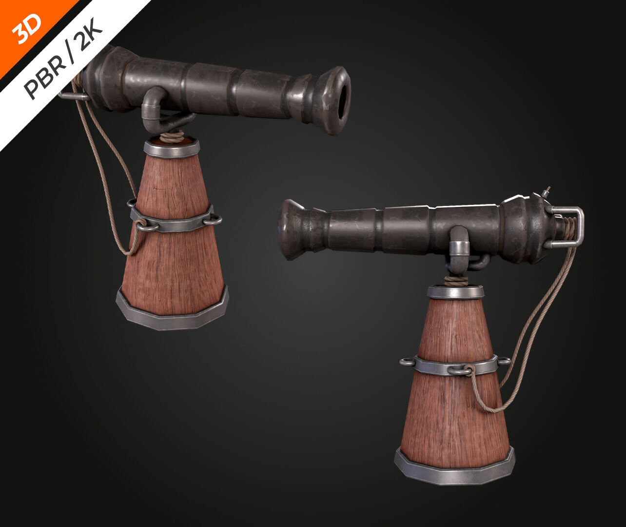 Cannon  Low-poly 3D model_5
