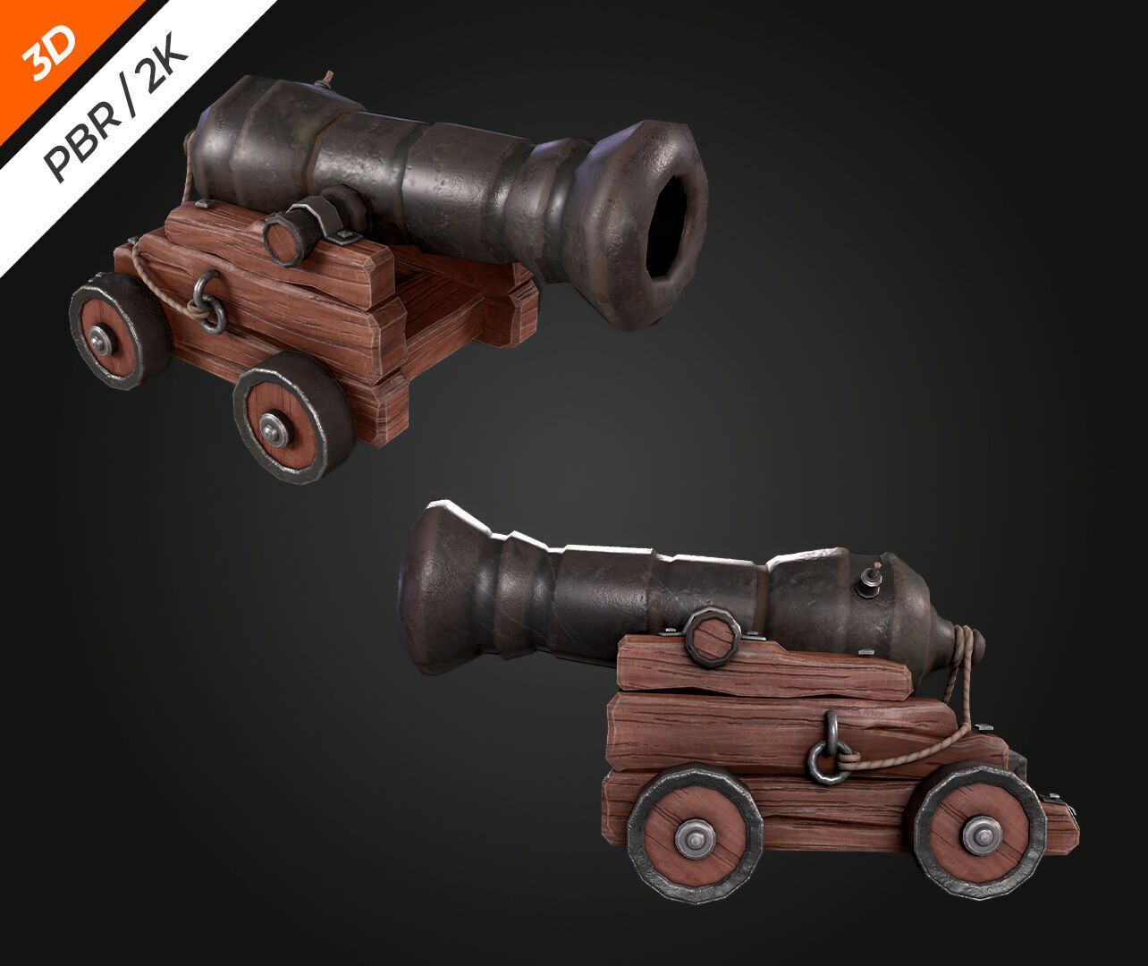 Cannon  Low-poly 3D model_3