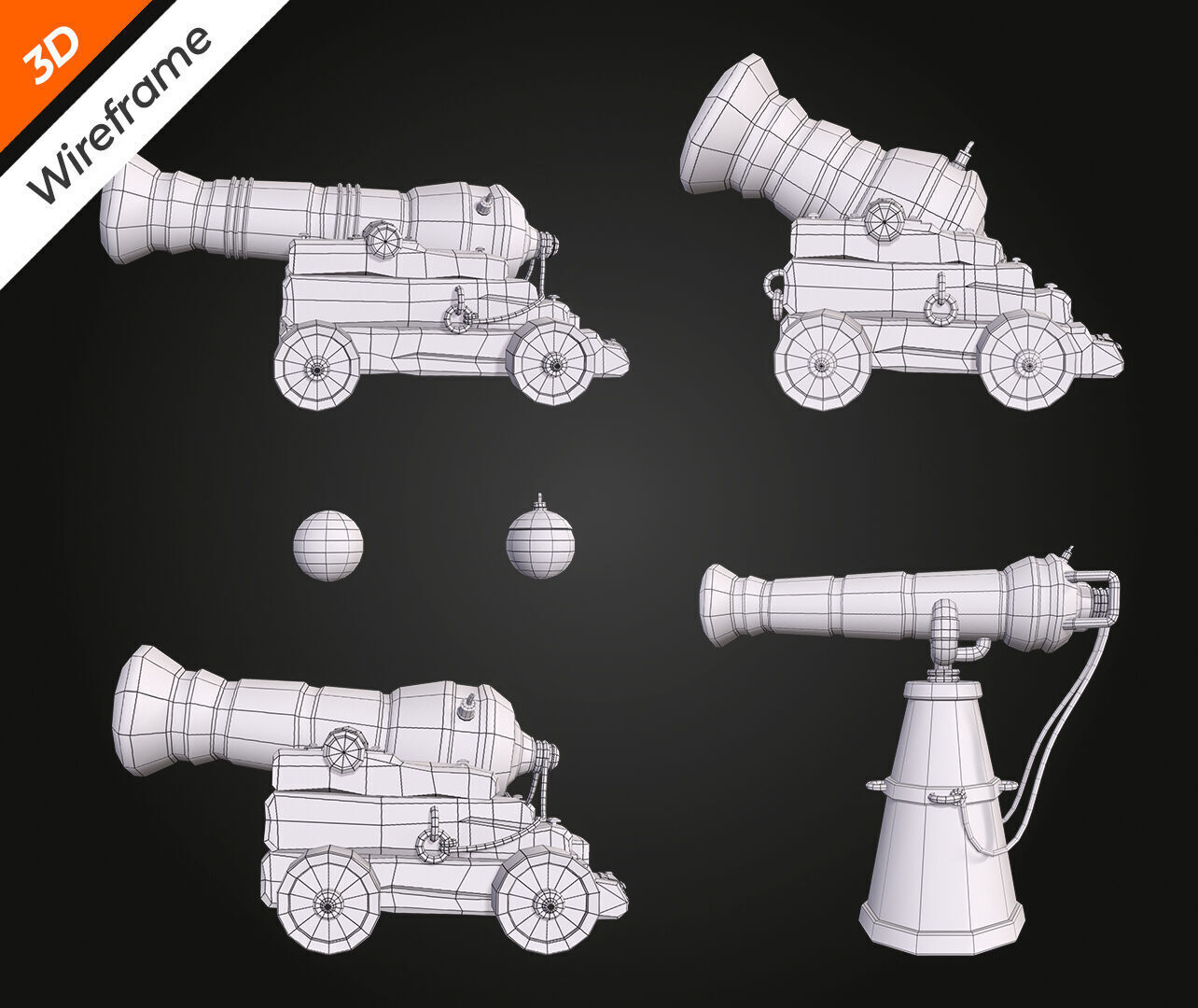 Cannon  Low-poly 3D model_13