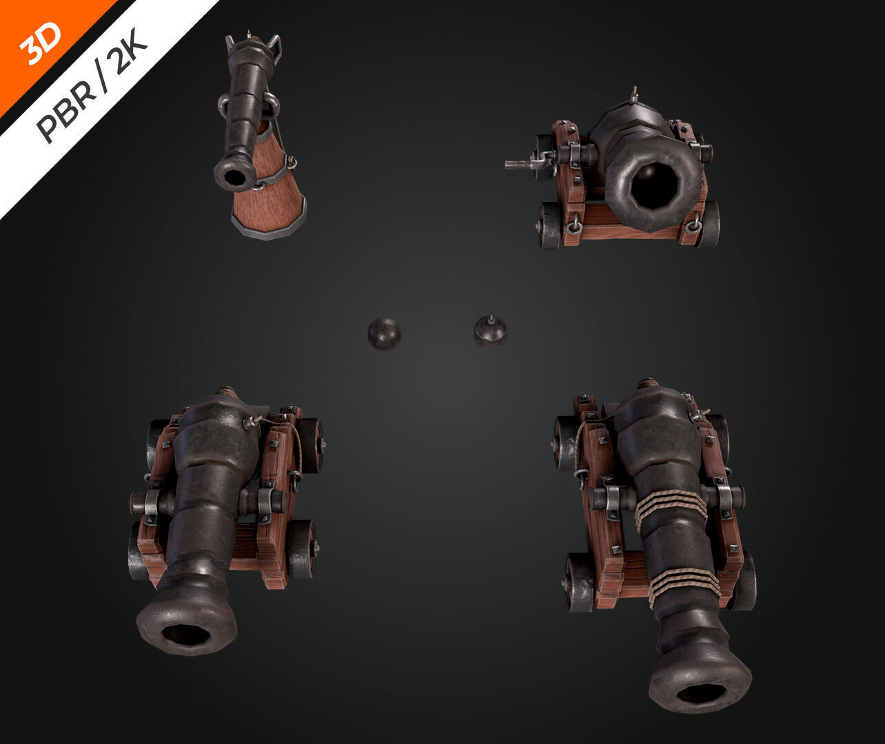 Cannon  Low-poly 3D model_11