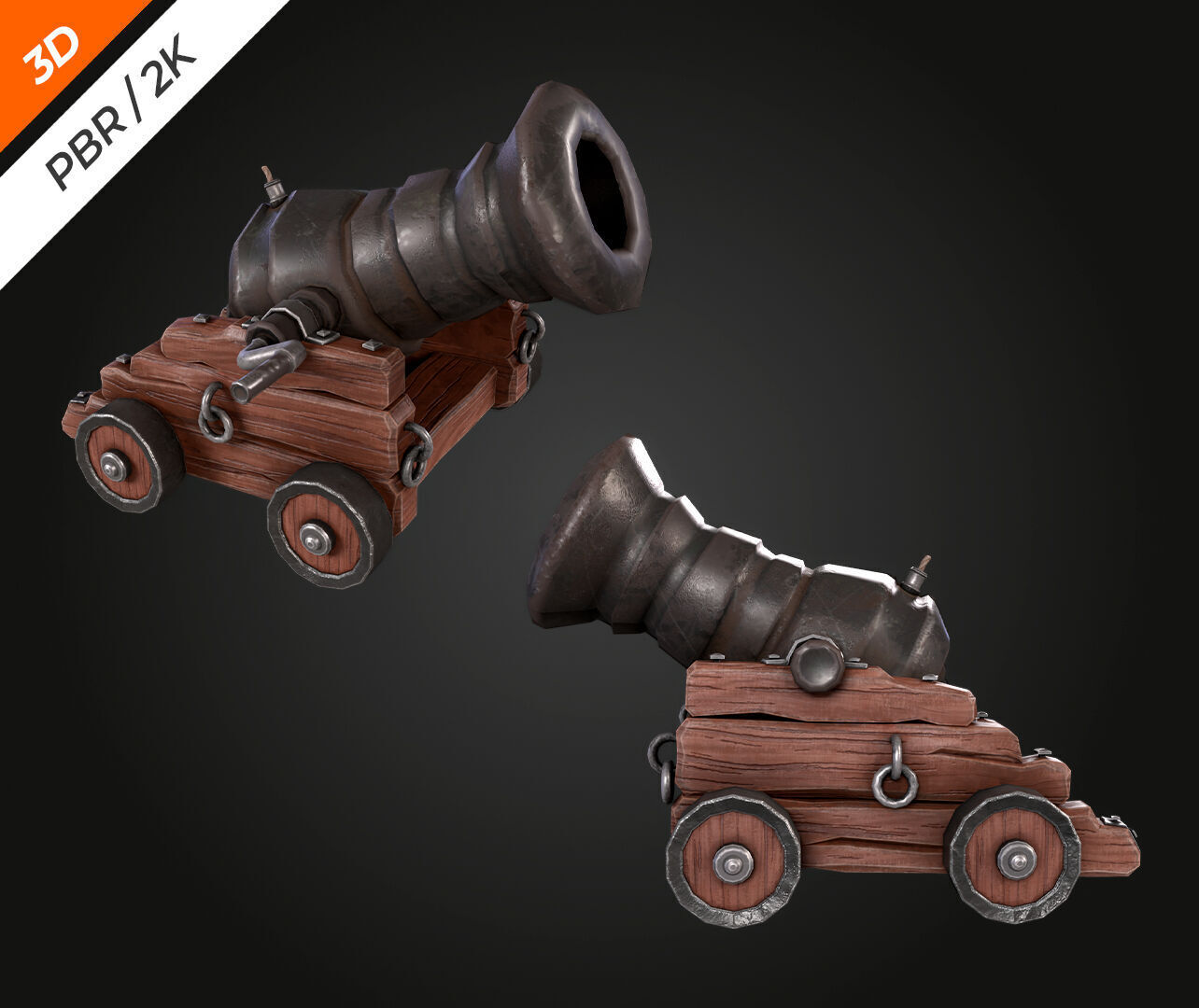 Cannon  Low-poly 3D model_4